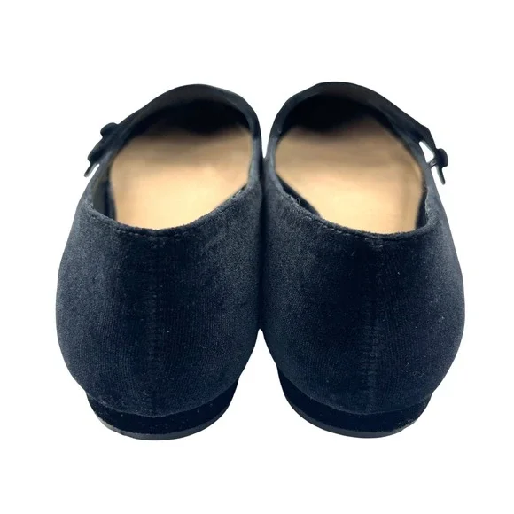 Saks Fifth Avenue Flats Women 10 Black Good Velvet Mary Jane Pointed Toe Luxury - Picture 10 of 16